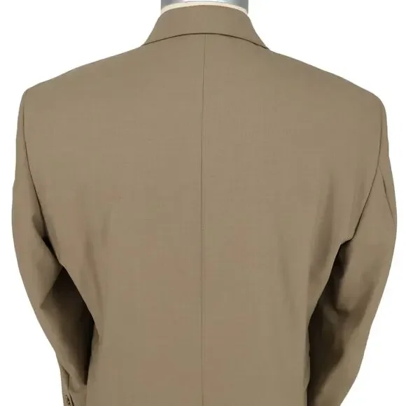 Jos A Bank Sport Coat Mens 46L Beige Tan Wool Jacket Two Button Lined